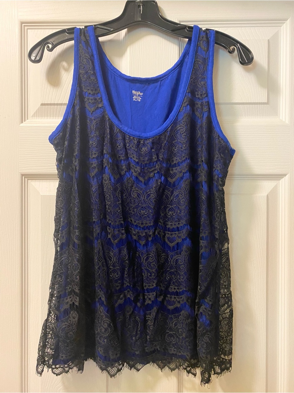 Blue Lace Overlay Tank Top - Sz XL